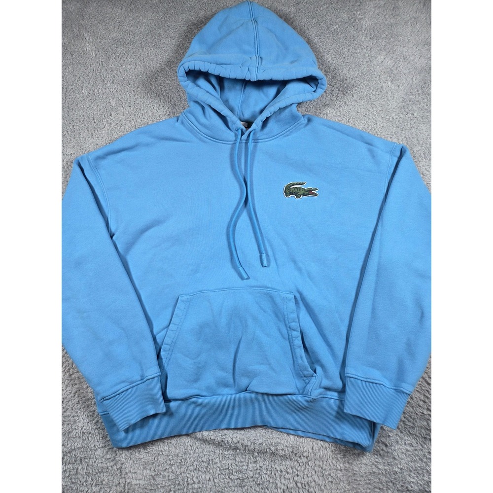 Lacoste Hoodie XL Light Blue Unisex Loose Fit Oversized Logo SH6404